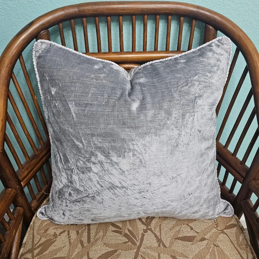 Pier 1 Imports Silver Crushed Velvet Throw Pillow 18x19 Square Accent
